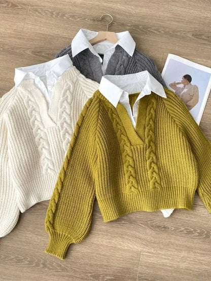 pulls de couleur jaune, blanc et gris pour les femmes