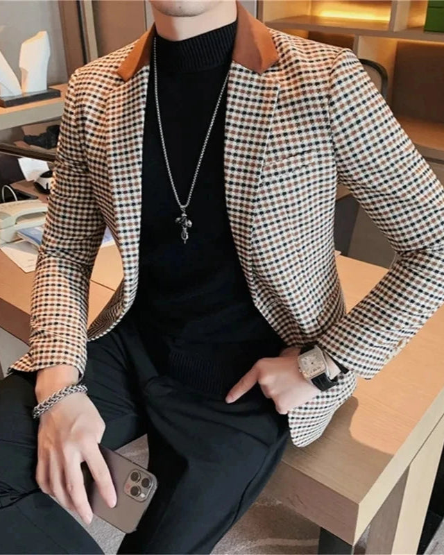 Blazer Élio homme, café, élégant et intemporel avec simple boutonnage.