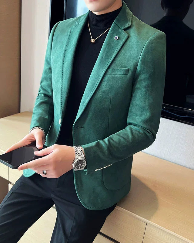 Blazer Mathéo homme, couleur vert, style moderne et confortable avec bouton unique.