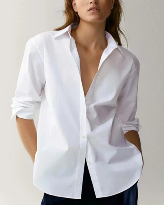 Chemise Blanche femme en mousseline de soie et coton, élégante et raffinée.