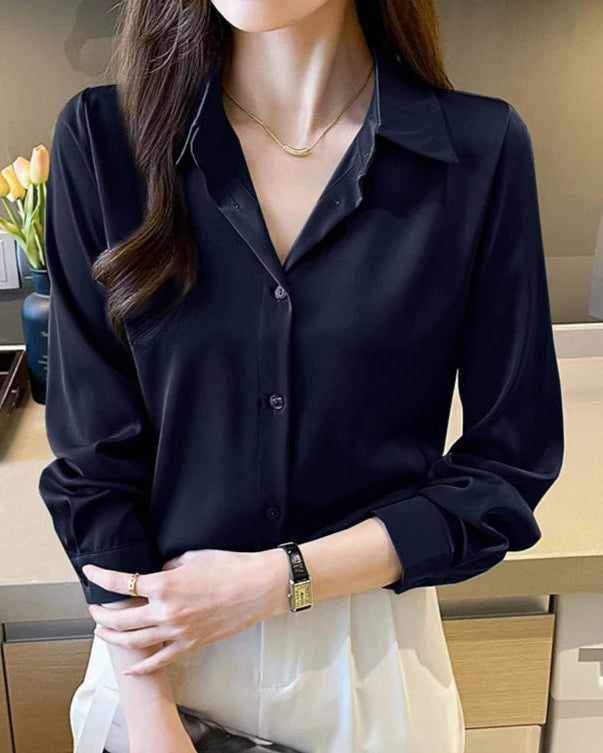 Chemise Hortense femme, noir, boutonnage simple, style chic et intemporel.