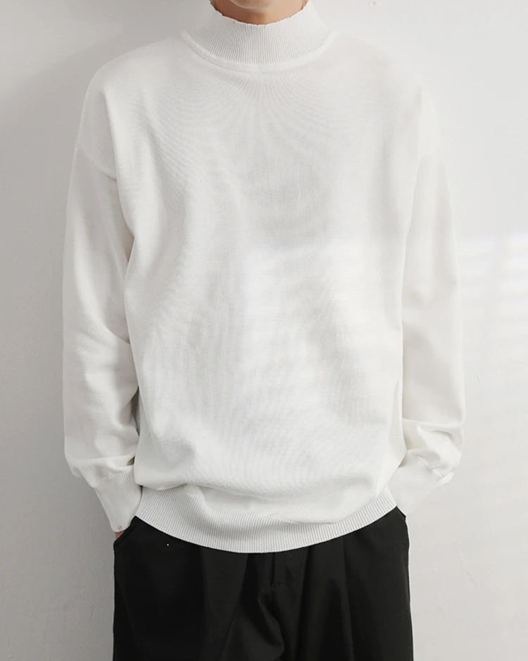 Pull Tristan homme blanc, col roulé chic et intemporel, laine fine.